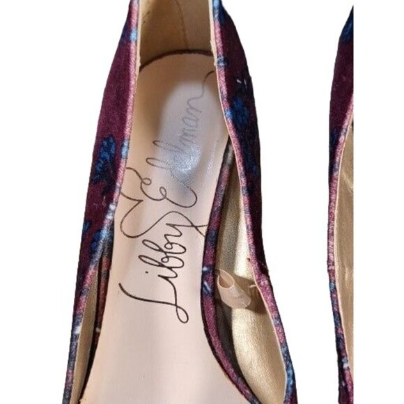Libby Edelman Block Heels Women Sz 8M Velveteen Sean Floral Pump Boho Workwear - Picture 4 of 9